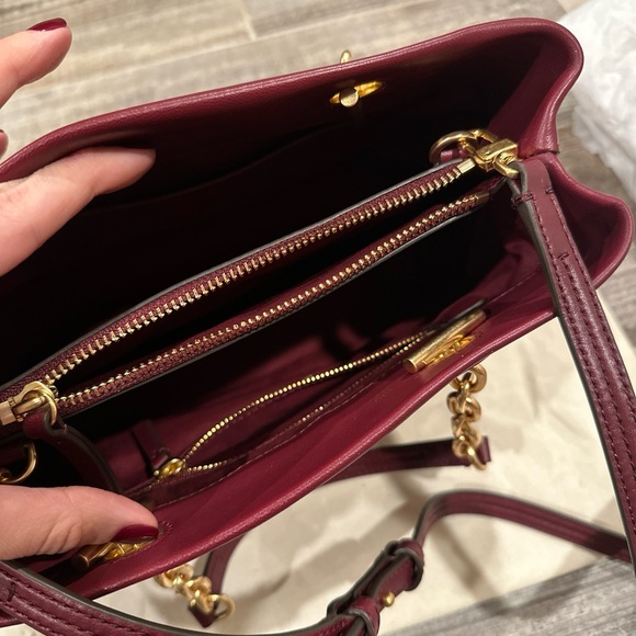 NWOT Tory Burch Quilted Burgundy Leather Fleming Bag - Picture 9 of 10